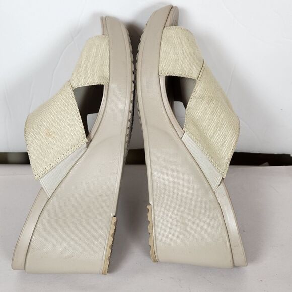 Crocs Wedge Sandal Crocs Leigh II XStrap‎ Wedge Beige beach vacation Size 9 - Picture 5 of 9